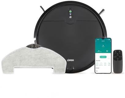 Livoo - WASH'UP Aspirateur robot laveur connecté DOH145 - programmable, compatible Alexa® et Google Home®, 4 modes