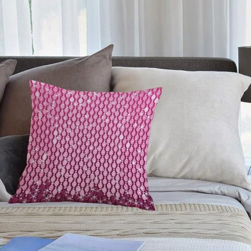 KHWEJ Kissenbezüge 45x45 cm,Magenta, abstraktes ovales Diamanten-Hängebild-Druckdesign,Zierkissenbezug Cushion Cover Couch Wohnzimmer Außenbereich Deko