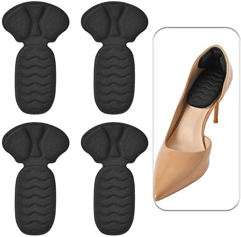 4 PCS Heel Cushion Pads, Shoe Heel Inserts for Shoes Too Big or Loose Shoes, Anti-Slip Heel Grips, Improve Shoe Comfort, Insoles for Heels to Prevent Heel Slipping Out, Rubbing (Black, Universal)