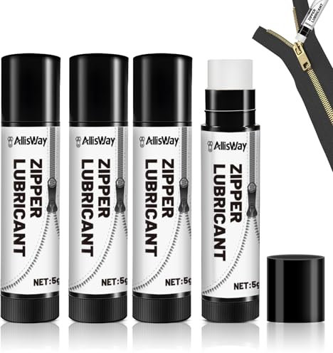 Allisway Zipper Lubricant, Lubrificante per Cerniere, Zip Cera, Lubrificare Tutti I Tipi di Cerniere, Adatto per Attrezzature da Esterno, Borse, Abbigliamento, Barche, 4 Pezzi