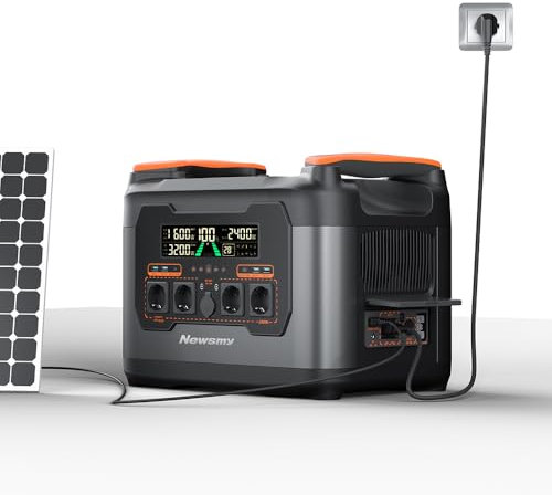 NECESPOW S2400 Tragbare Powerstation 2047.5Wh/2400W (4000W Spitze),Balkonkraftwerk mit Speicher,All-in-One Stromspeicher mit Mikroinverter,DC 24V/MPPT 1200W, Solargenerator für Hause Camping