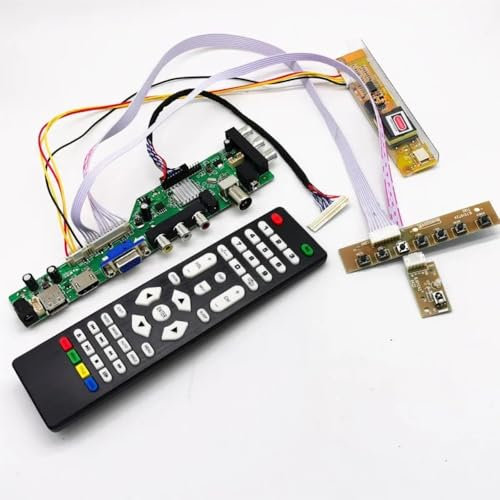 WQMEOR Kit de Carte Pilote TV numérique LCD DVB-T2/DVB-T Universel D3663LUA V56 V59 for écran LCD 14/15,4 30 Broches LVDS 1280x800