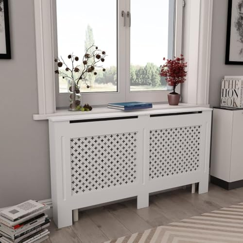 AJJHUUKI Accesorios para electrodomésticos, accesorios de radiador de calefacción, cubierta de radiador, color blanco, 152 x 19 x 81,5 cm, MDF