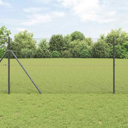 Recinzione a bastoncini, recinzione con palo grigio 1 x 50 m in acciaio per giardino, recinzione di sicurezza
