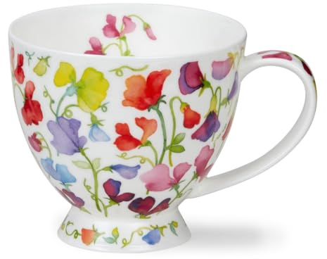 Dunoon Skye Blommig Fiesta-mugg – fin porslinsmugg med doftprickar – 0,45 l