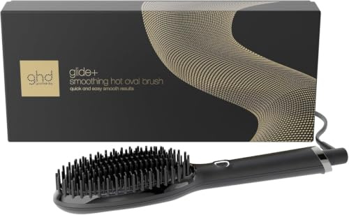 Ghd Glide+ Black Smooth Heat Brush - Snabb och enkel utjämning - krusningsfria resultat - Användning på torrt hår - Utan extrem värme - perfekt för alla hårtyper
