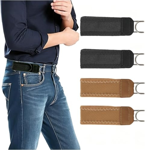 No Buckle Belts for Men Women, Adjustable No Buckle Metal Hook Elastic Belt | Multi-Color Combination - Buckle Free Belts, Comfortable Adjustable buckleless belts, Fits Jeans, Work, Casual, Business