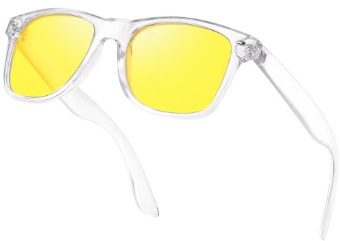 OJIRRU Lunettes Conduite de Nuit Homme Femme Polarisés - Anti éblouissement Lunette Vision Nocturne Verre Jaune