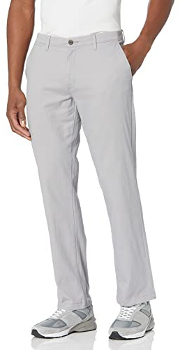 Amazon Essentials Men's Straight-Fit Casual Stretch Chino Pants, Sits at Waist, Light Grey, 33W x 32L