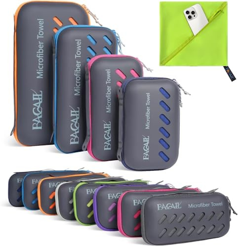 BAGAIL Microfibre Travel Towel, Perfect Camping Towel, Swimming Towel and Beach Towel, Quick Dry - Super Absorbent - Ultra Compact, Great for Sports, Gym, Yoga and Backpacking
