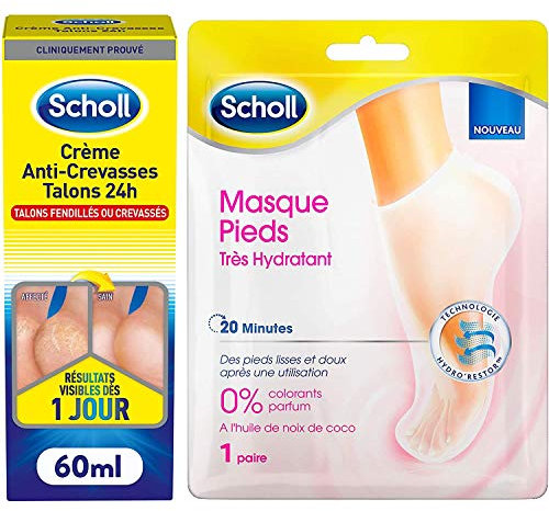SCHOLL Crème Anti-Crevasses Talons + Masque Pieds Hydradant huile de coco