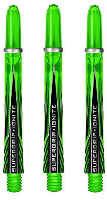Ignite Harrows Supergrip Dart-Schäfte, Grün – wählen Sie Länge und Anzahl der Sets (40, 3 Sets (9 Schäfte))