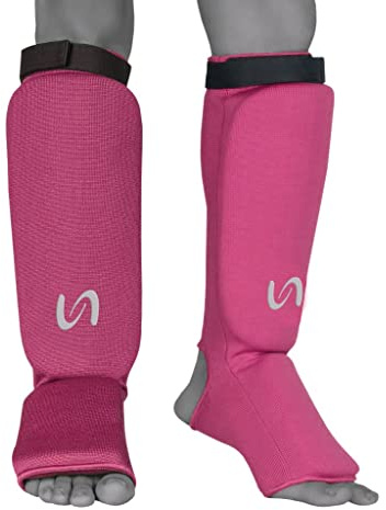 UFG Ultimate - Cloth Shin Instep Guard - Karate MMA Boxing Muay Thai Training Protection (Pink, L/XL)