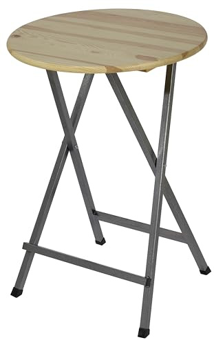 METRO Professional Outdoor Stehtisch, Kiefernholz/Stahl, Ø 78 x 110 cm, Wetterbeständig, Klappbar, Rund, Braun