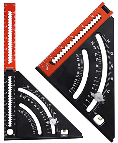 Equerre Menuisier Metal Pliable, Multifonction Équerre Trusquin charpentier, Règle Aluminium 320mm, Guide Raporteur Angle 0-180 degrés, Outillage et Traçage Guidage pour Menuiserie du Bois