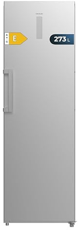 Cecotec Congélateur Vertical de 273 L Bolero CoolMarket UF 273 Inox E. 185 cm de Hauteur, Total No Frost, Moteur Inverter Plus, Faible Consommation, Double Usage : Congélateur ou Réfrigérateur, Écran