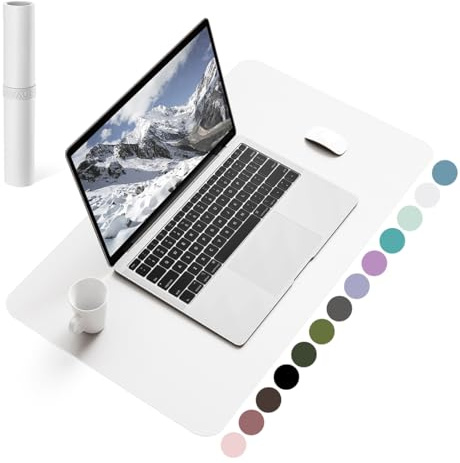 YSAGi Non-Slip Desk Mat, Waterproof Large Mouse Pad 60x35 cm White | Protects From Scratches, Stains, Spills, Ultra-Thin for Precise Mouse & Writing, Easy-Clean for Office, Home, Decor