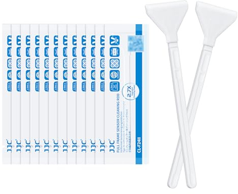JJC 24 x 36 mm full ram sensor mikrofiberduk rengöringspinne för reflex och spegellös digitalkamera CCD CMOS engångskamerasensor svabbkit (12-pack)