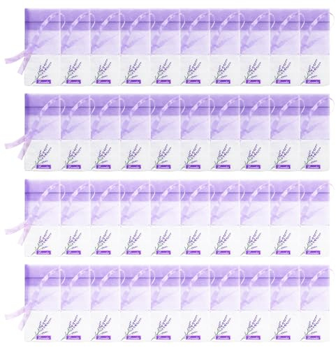 IJHYGD 40 Pcs Bolsas Lavanda Bolsitas Sobres Perfumados Armario Saquitos de Lavanda Bolsas Lavanda Bolsa de Bolsita Vacía Bolsa Fragancia Vacía Ambientador Armario Ropa Bolsitas Tela (Morado Claro)