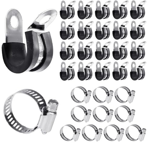 30 colliers de serrage, colliers de serrage, colliers de réparation de tuyaux, colliers de serrage en acier inoxydable, colliers de serrage fixes, outils de réparation de colliers de serrage