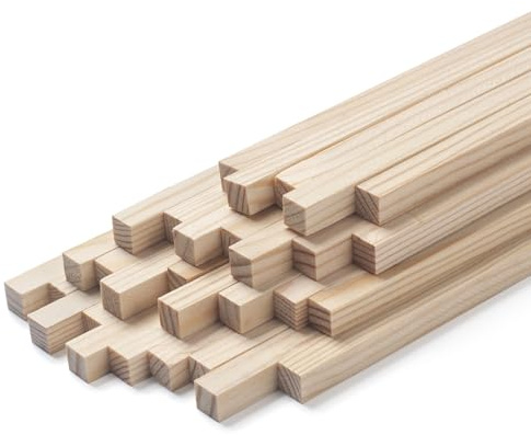 Trälister för pyssel, träpinnar för pyssel 8 x 8 x 300 mm, 30 stycken fyrkantiga trästänger med raka kanter, naturliga obearbetade kanthölsträlister, trästång, trästav, hårdträ, dubbla för