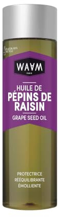 WAAM – Huile de Pépins de Raisin – 100% pure et naturelle – Première pression à froid – Pousse de cheveux – Cheveux fin et cassants –75ml