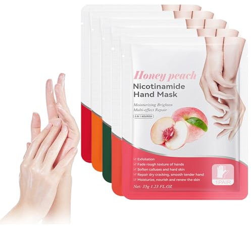 Eazerom 04 5 paia di Maschere per Mani, Guanti Idratanti per Hand Masks, Maschera Rigenerante Riparatrice per Pelle delle Mani, Guanti Idratanti per hand Secche