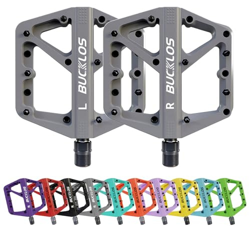 AEYINO MTB Pedals Flat Mountain Bike Pedals Road Large Platform Nylon Non-Slip for Adult Bicycle Gravel/Hybrid Bike 9/16