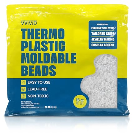 VViViD Thermoplastic Moldable Beads (15oz) Meltable Thermal Polymorph Plastic Pellets for Modeling, Crafts, DIY, Cosplay, Sculpting and Temporary Repair