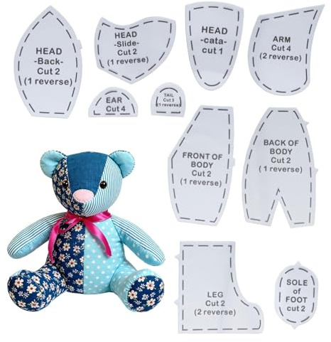 15 Inch Memory Bear Sewing Patterns Crafters Beginners Quilting Templates for DIY Teddy Bear Acrylic Template Ruler Set for Home Needlework Birthday Thanksgiving Day Gift