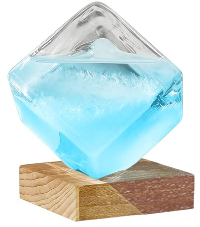 Kixolazr Pronosticador Meteorológico De Vidrio De Tormenta | Estación de Pronóstico en Forma de Cubo,Predictor Meteorológico Decorativo con Base - Para Hombres y Mujeres Decoración del Hogar