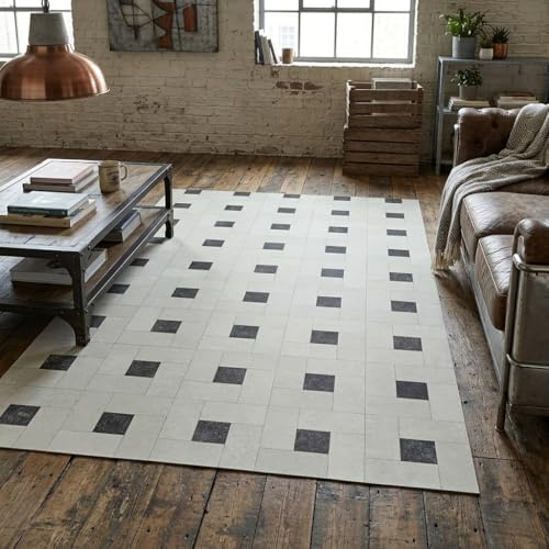 Alfombra de Vinilo: diseño geométrico Moderno, Resistente, Antideslizante cocinas, pasillos con Estilo -Venecia 100X180 cm