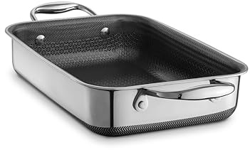 HexClad Hybrid 7x10 Inch Rectangular Nonstick Roasting Pan, Dishwasher Safe