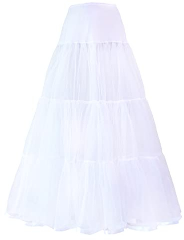 Hoopless Maxi Crinoline Wedding Underskirt Petticoat Evening (L/XL, White)