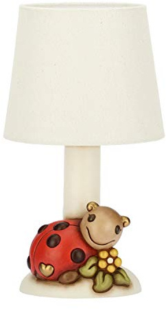 THUN - Lampada da Comodino Bianca con Coccinella Portafortuna - Ceramica - Linea Autunno