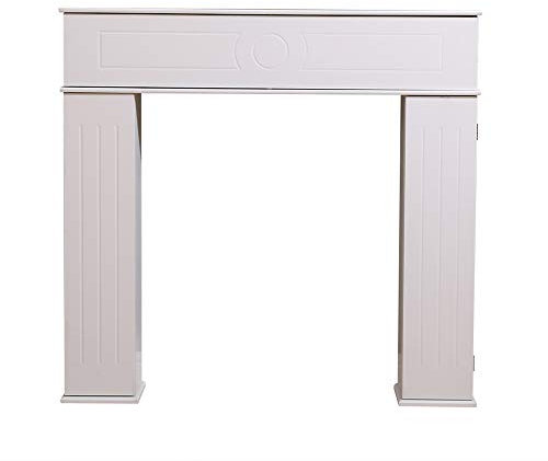 Yaermei Moyle Living Room Fire Surround Wooden Mantelpiece Decorative Frame Hidden Storage Space White/Grey (white)