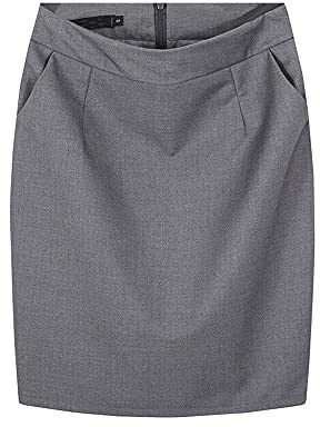 YM YOUMU Gonna Formale da Donna, Lunghezza al Ginocchio, con Tasche per Ufficio e Lavoro, Grigio, S
