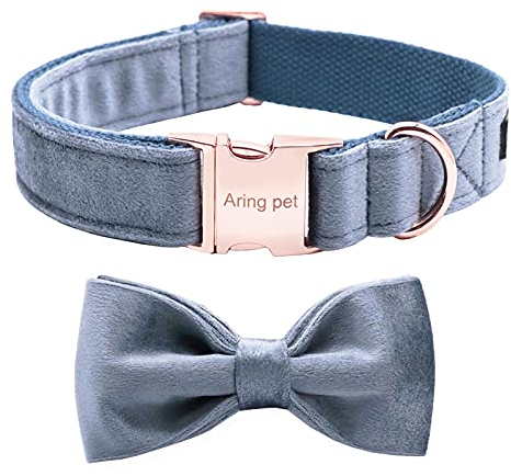 ARING PET Samt Hundehalsband-Adorable Blue Bowtie Hundehalsbänder, einstellbare weiche und Bequeme Samt Halsbänder Geschenke für kleine mittlere große Hunde