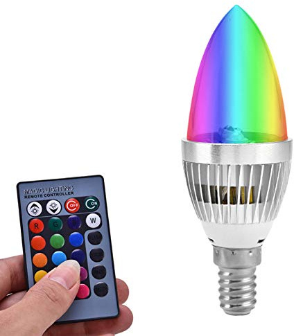 Changer l'ampoule de lampe de bougie,E14/E12 3W RGB LED Kit de télécommande d'ampoule de candélabre, ampoule LED avec télécommande(E14), Bougie RVB Ampoule LED à changement de couleur candélabre