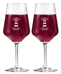 eXODA Weinglas Leuchtturm Lindau mit Motiv Set aus 2 Gläsern