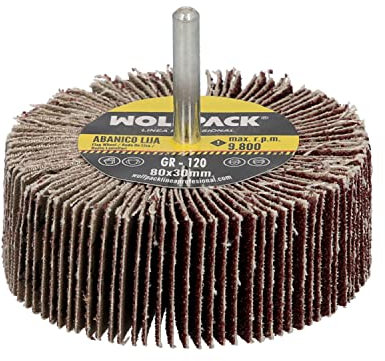 Abanico Lija Grano 120 Medida Ø 80 x 30 mm. Disco Abrasivo Laminas, Ruedas Mil Hojas, Ruedas Abrasivas,Lijado,Desbaste,Pulir