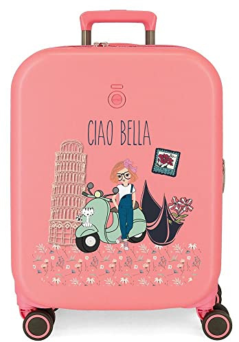 Enso Ciao bella Valigia cabina rosa 40x55x20 cm ABS rigido Chiusura TSA integrata 37L 3,22 kg Bagaglio a mano 4 doppie ruote