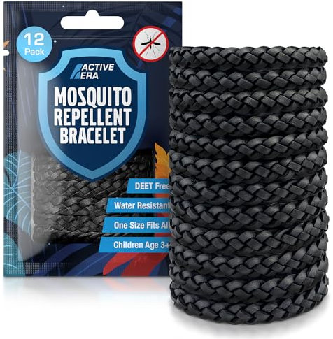 Active Era Bracelet anti-moustique [Pack de 12] Bracelets anti-insectes, anti-moustiques - Noir