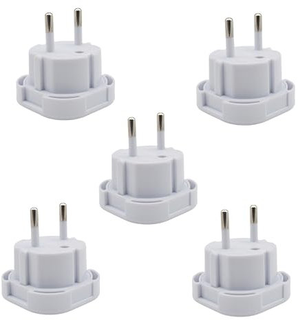 Double Dragon UK to EU Travel Plug Adapter | UK 3 PIN to European 2 PIN Plug Converter Type C, E, F for Spain, France, Italy, Portugal, Germany, Greece, Sweden, Norway, Denmark, Turkey | (Pack of 5)