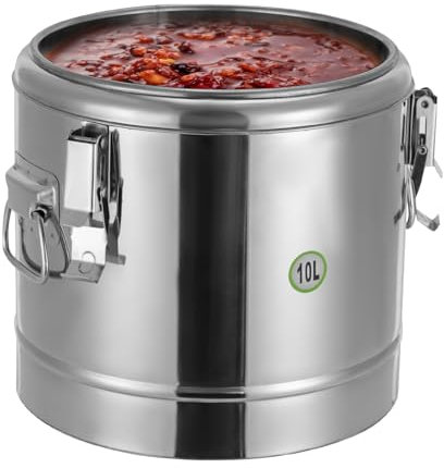 Treeisland Récipient isotherme de transport, 10 l, en acier inoxydable, avec couvercle, récipient à soupe isolé pour aliments et boissons