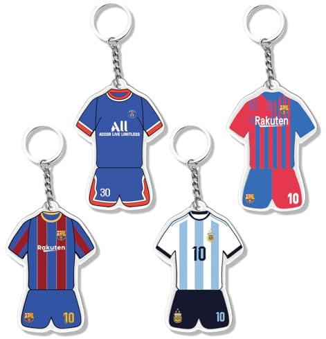 JYNVO 4er-Pack Trikot-Schlüsselanhänger, Schlüsselanhänger zur feierlichen Fußballserie, Fußball-Souvenir, Acryl-Ultra-Finish-Trikot-Schlüsselanhänger, Trikot-Anhänger, Geschenk für Fans