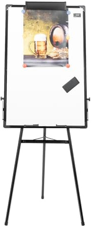 Flipchart stativ 61 x 91,4 cm, justerbar höjd, whiteboardstativ, bärbar avtorkbar magnetisk whiteboard-staffli, skrivstaffner för skola, kontor och hem