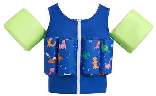 Gogokids Kids Swim Vest with Removable Buoyancy Pads & Armbands, Zip-Up Toddler Float Swimsuit Adjustable Flotation Aid for Child 1-6 Years, Non-Inflatable Float Jacket for Pool, Beach & Swimming