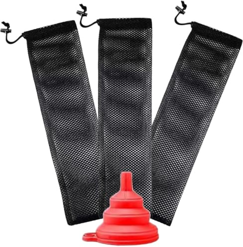 Alasum Paquet en Filet Suspendus pour Nourrir Oiseaux, Sachets Anti-Fuite en Nylon et Polypropylène, Lot de 3 Entonnoir, Alimentation Extérieure pour Petits Oiseaux Amateurs