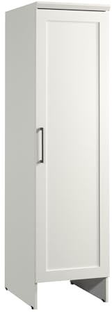 Sauder Homeplus Robot Vacuum Kitchen Pantry Storage Cabinet, Single Door with Adjustable Shelves, in Soft White